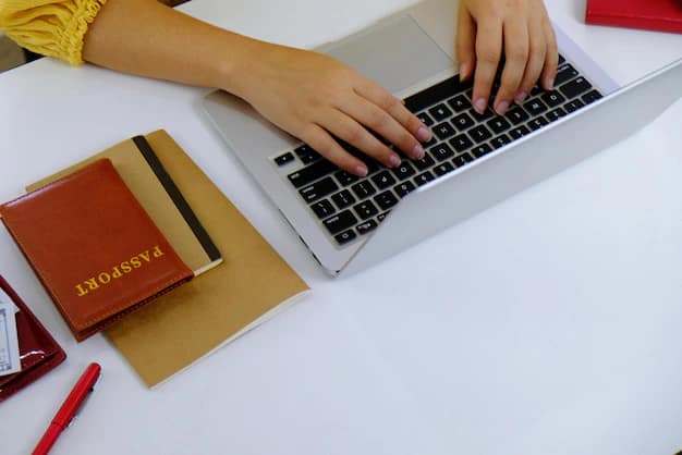 Filling a visa application form on a laptop