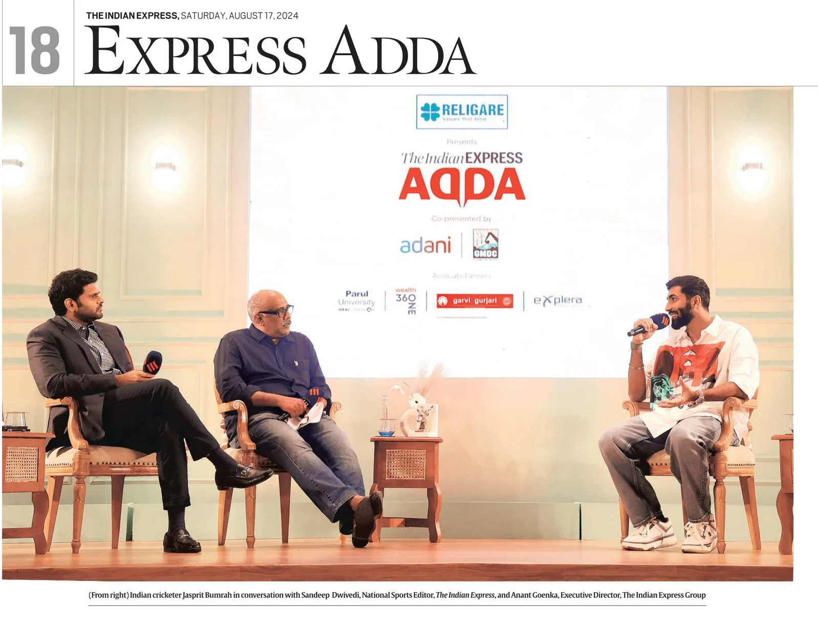 Explera Vacations at The Indian Express Adda With Jasprit Bumrah in Ahmedabad
